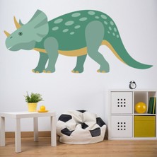 Jeronkarji Yeşil Triceratops Dinozor Dekoratif Duvar Sticker Çıkartması Bebek Çocuk Odası