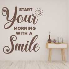 Jeronkarji Sabahınıza Bir Gülümsemeyle Başlayın Ilham Verici Yazılı Dekoratif Duvar Sticker Çıkartması Oturma