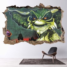 Jeronkarji Graffiti Gremlin 3D Delik Dekoratif Duvar Sticker Çıkartması Bebek Çocuk Odası