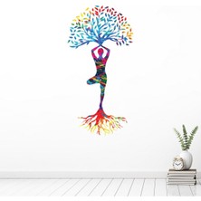 Jeronkarji Renkli Yoga Ağacı Yoga Stüdyosu Dekor Dekoratif Duvar Sticker Çıkartma Spor Salonu Çocuk Odası
