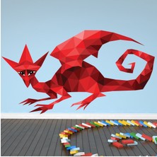 Jeronkarji Kızıl Ejderha Dekoratif Duvar Sticker Çıkartmaları Bebek Çocuk Odası