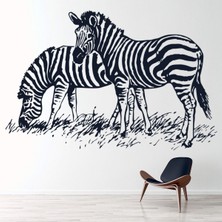 Jeronkarji Zebra Safari Hayvanlarını Besleme Dekoratif Duvar Sticker Çıkartma Yatak Çocuk Odası