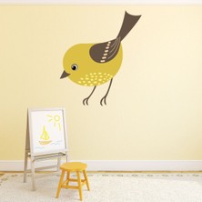 Jeronkarji Sarı Kuş Kreş Dekoratif Duvar Sticker Çıkartma Yatak Çocuk Odası