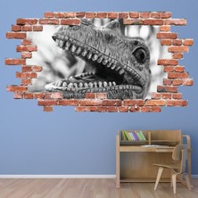 Jeronkarji Dinozor Kırmızı Tuğla 3D Delik Dekoratif Duvar Sticker Çıkartması Bebek Çocuk Odası