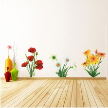 Jeronkarji Çiçek Buketi Çiçek Dekoratif Duvar Çıkartma Seti Ofis Oturma Odası