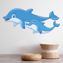 Jeronkarji Sevimli Yunuslar Çocuk Dekoratif Duvar Sticker Çıkartma Bebek Çocuk Odası