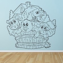 Jeronkarji Çiftlik Hayvanları Domuz Inek At Dekoratif Duvar Sticker Çıkartma Yatak Çocuk Odası