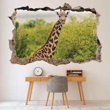 Jeronkarji Zürafa 3D Delikli Dekoratif Duvar Sticker Çıkartması Bebek Çocuk Odası