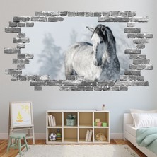 Jeronkarji Gri At Gri Tuğla 3D Delik Dekoratif Duvar Sticker Çıkartma Bebek Çocuk Odası