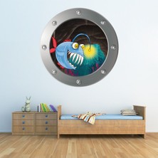 Jeronkarji Melek Balığı Porthole Dekoratif Duvar Sticker Çıkartma Bebek Çocuk Odası