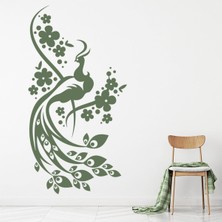 Jeronkarji Çiçek Tavus Kuşu Kuş Tüyleri Dekoratif Duvar Sticker Çıkartma Yatak Çocuk Odası