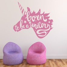 Jeronkarji Bir Tek Boynuzlu At Olmak Için Doğmuş Peri Masalı Yazılı Dekoratif Duvar Sticker Çıkartma Bebek