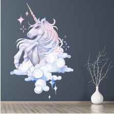Jeronkarji Tek Boynuzlu At Işıltı Peri Masalı Dekoratif Duvar Sticker Çıkartma Bebek Çocuk Odası