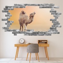 Jeronkarji Çöl Devesi Gri Tuğla 3D Delik Dekoratif Duvar Sticker Çıkartması Bebek Çocuk Odası