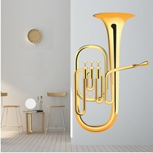 Jeronkarji Altın Tuba Pirinç Aletler Dekoratif Duvar Sticker Çıkartma Mutfak Ofis Yatak Odası