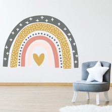 Jeronkarji Gri ve Altın Gökkuşağı Kreş Dekoratif Duvar Sticker Çıkartması Bebek Çocuk Odası