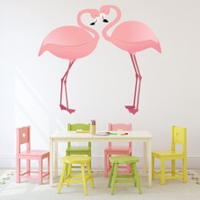 Jeronkarji Pembe Flamingo Çifti Dekoratif Duvar Sticker Çıkartma Yatak Çocuk Odası