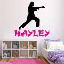 Jeronkarji Pembe Kişiye Özel Isim Kadın Dövüş Sanatları Dekoratif Duvar Sticker Çıkartması Spor Salonu Odası