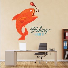 Jeronkarji Balık Tutma Keyfini Çıkarın Balık Oltası Dekoratif Duvar Sticker Çıkartma Spor Salonu Çocuk Odası