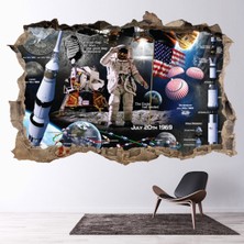 Jeronkarji Apollo 11 Space 3D Delikli Dekoratif Duvar Sticker Çıkartması Bebek Çocuk Odası