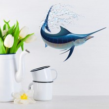 Jeronkarji Mavi Marlin Balığı Dekoratif Duvar Sticker Çıkartma Yatak Çocuk Odası