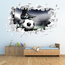 Jeronkarji Futbol Ayakkabısı ve Topu Beyaz Tuğla 3 Boyutlu Delik Dekoratif Duvar Sticker Çıkartması Bebek