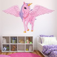 Jeronkarji Pembe Uçan Tek Boynuzlu At Dekoratif Duvar Sticker Çıkartma Bebek Çocuk Odası