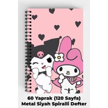 Anime Marketi Kuromi Tasarımlı A5 Spiralli Sert Kapak Defter 120 Sayfa