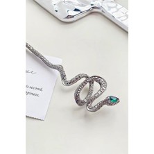 Petek Aksesuar Yılan Yeşil Gözlü  Metal Çubuk Topuz Tokası