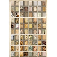 Mona Craftist 100 Adet Eskitme Vintage Temalı Scrapbook Kağıt Seti Bullet Journal Dekupaj Kağıdı