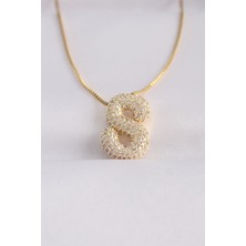 Clariss 316L Çelik Zincirli Zirkon Taşlı S Harfli Gold Renk Bubble Kolye