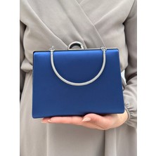 Sh Poly1 Kadın Saten Lacivert Abiye Clutch Portföy Çanta