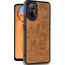 M.tk moveteck Realme 12 Lite Kılıf Kamera Korumalı Deri Görünümlü Leather Desenli Yumuşak Mat Silikon