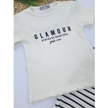 Bonboner Kids Kız Çocuk Şort Etek Tişort Ikili Takım Fitilli Kumaş Baskılı Yazlık