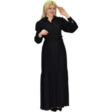 Hisset Kadın Siyah Bürümcük Uzun Kol Elbise BGL-ST03836