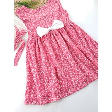 Butik Kız Çocuk Pembe Fiyonklu Elbise Şapka Ikili Takım