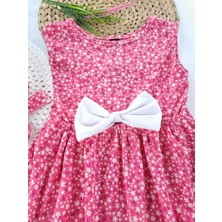 Butik Kız Çocuk Pembe Fiyonklu Elbise Şapka Ikili Takım