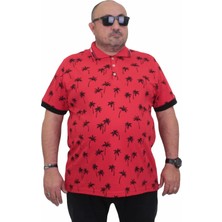 Moc Grande Mocgrande Erkek Büyük Beden Polo Yaka Tişört Palm 24460 Kırmızı