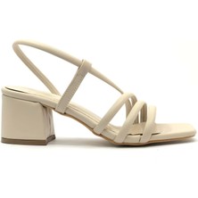 Kocamanlar Feles Şerit Biyeli 6 Cm Topuklu Arkası Açık Kadın Klasik Ayakkabı