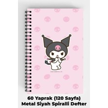 Anime Marketi Pemne Kuromi Tasarımlı A5 Spiralli Sert Kapak Defter 120 Sayfa