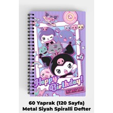 Anime Marketi Happy Birthday Kuromi Tasarımlı A5 Spiralli Sert Kapak Defter 120 Sayfa