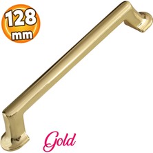 Badem10 Nal Gold Altın Metal Kulp 128 Mm-12.8 cm Mobilya Çekmece Mutfak Dolabı Dolap Kapak Kulpları Kulbu
