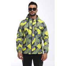 River Club Erkek Kamuflaj Desen Içi Astarlı Suya ve Rüzgara Dayanıklı Kapüşonlu Cepli Yağmurluk-Rüzgarlık Y-400