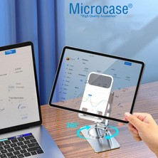Microcase 360 Derece Dönerli Uzayabilir Masaüstü Telefon Tablet Tutucu Metal Stand - K50 AL3758 Gümüş