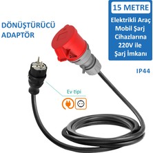 Bemis 15 Metre Dönüştürücü Adaptör. 380V Güç Kaynaklı Elektrikli Araç Mobil Şarj Cihazını 220V Dönüştürür