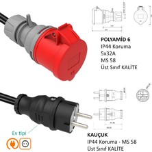 Bemis 15 Metre Dönüştürücü Adaptör. 380V Güç Kaynaklı Elektrikli Araç Mobil Şarj Cihazını 220V Dönüştürür