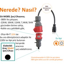 Bemis 15 Metre Dönüştürücü Adaptör. 380V Güç Kaynaklı Elektrikli Araç Mobil Şarj Cihazını 220V Dönüştürür