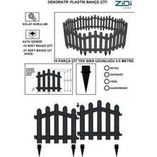 Zidi Plastik Dekoratif Plastik Bahçe ve Peyzaj Çiti 10 ADET ÇİT (Y: 50 CM / G: 5.5 M) TOPRAK AYAKLI