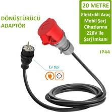 Bemis 20 Metre Dönüştürücü Adaptör. 380V Güç Kaynaklı Elektrikli Araç Mobil Şarj Cihazını 220V Dönüştürür