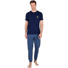 Jiber Lacivert Erkek Kısa Kollu Pijama Takımı